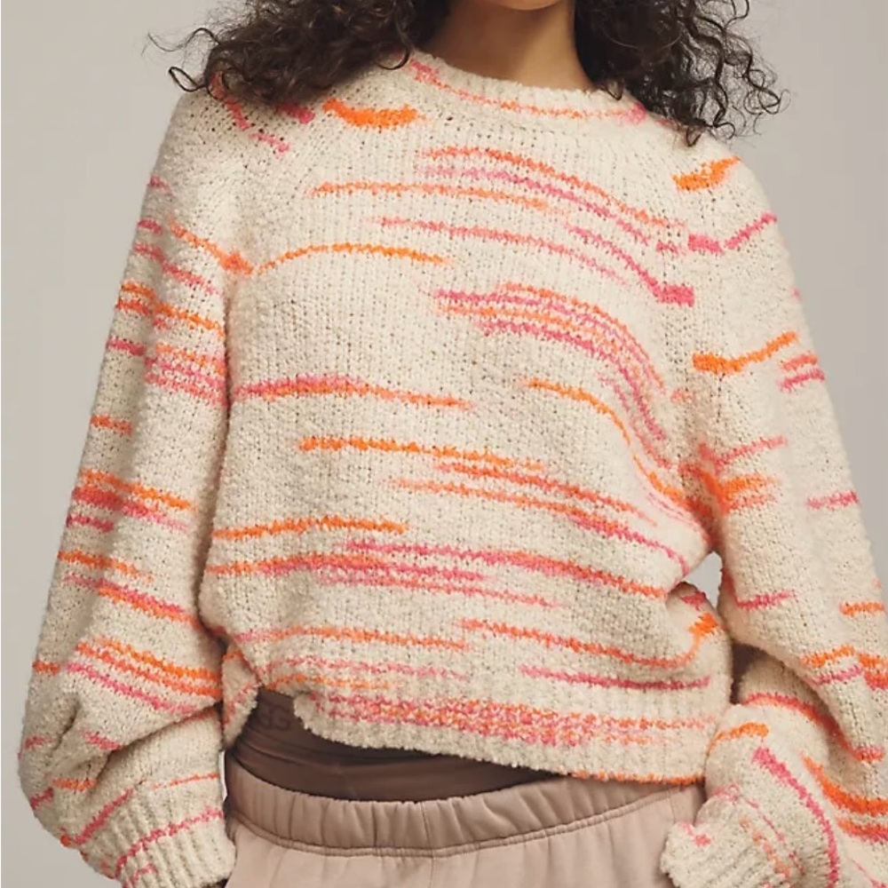 Anthropologie Pilcro  Soft chunky knit sweater- Crewneck - Size S -Boho- pink